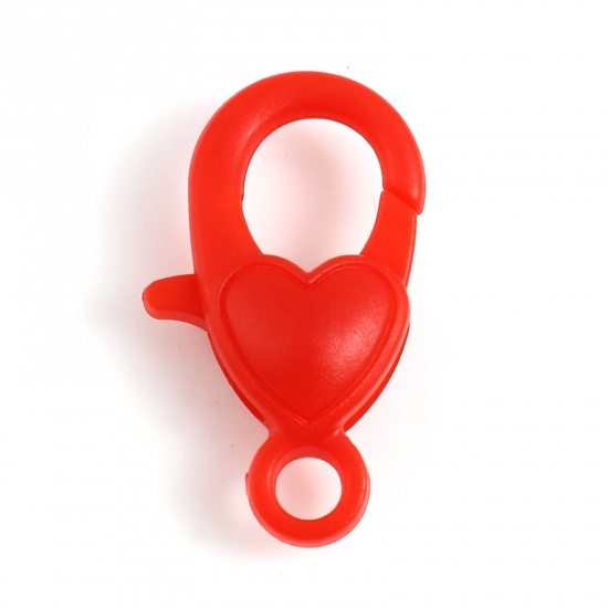 Bild von ABS Plastik Karabinerverschluss Herz Rot 22mm x 13mm, 30 Stück