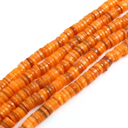 Image de Perles en Coquille Rond Orange à Strass Coloré 8mm Dia, Taille de Trou: 1mm, 39cm - 38.5cm long, 1 Enfilade （Env. 170 Pcs/Enfilade)