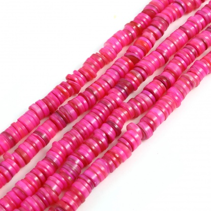 Image de Perles en Coquille Rond Fuchsia à Strass Coloré 8mm Dia, Taille de Trou: 1mm, 39cm - 38.5cm long, 1 Enfilade （Env. 170 Pcs/Enfilade)