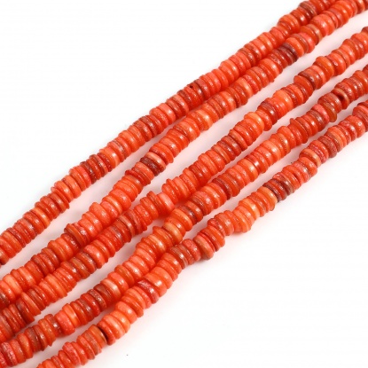 Image de Perles en Coquille Rond Orange Foncé à Strass Coloré 6mm Dia, Taille de Trou: 1mm, 39cm - 38.5cm long, 1 Enfilade （Env. 195 Pcs/Enfilade)