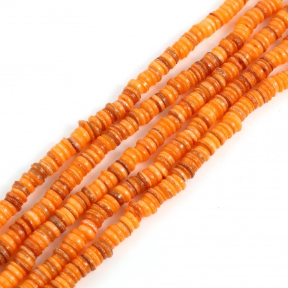 Bild von Muschel Perlen Rund Orange Gefärbt 6mm D., Loch:ca. 1mm, 39cm - 38.5cm lang, 1 Strang 195 Stücke/Strang,
