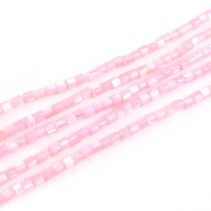 Image de Perles en Coquille Colonne Rose à Strass Coloré 4mm x 3.5mm-3.5mm x 3.5mm, Taille de Trou: 1mm, 40.5cm - 40cm long, 1 Enfilade （Env. 112 Pcs/Enfilade)