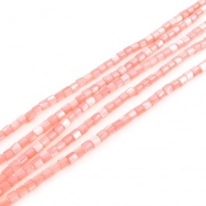 Image de Perles en Coquille Colonne Rose Pêche à Strass Coloré 4mm x 3.5mm-3.5mm x 3.5mm, Taille de Trou: 1mm, 40.5cm - 40cm long, 1 Enfilade （Env. 112 Pcs/Enfilade)