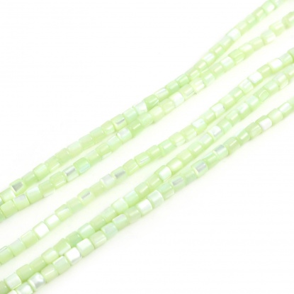 Image de Perles en Coquille Colonne Vert à Strass Coloré 4mm x 3.5mm-3.5mm x 3.5mm, Taille de Trou: 1mm, 40.5cm - 40cm long, 1 Enfilade （Env. 112 Pcs/Enfilade)