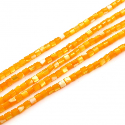 Image de Perles en Coquille Colonne Orange à Strass Coloré 4mm x 3.5mm-3.5mm x 3.5mm, Taille de Trou: 1mm, 40.5cm - 40cm long, 1 Enfilade （Env. 112 Pcs/Enfilade)