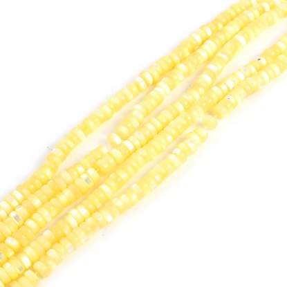 Image de Perles en Coquille Rond Jaune à Strass Coloré 5mm Dia, Taille de Trou: 1mm, 40.5cm - 40cm long, 1 Enfilade （Env. 175 Pcs/Enfilade)