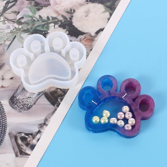 Picture of Silicone Resin Mold For Jewelry Making Decoration Paw Claw White 6.8cm x 5.8cm, 1 Piece
