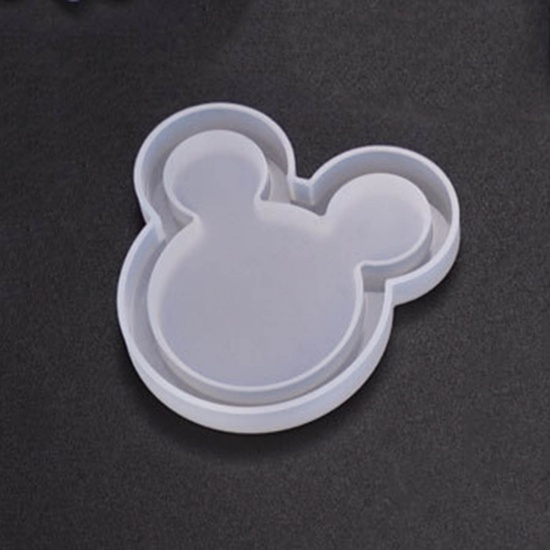 Picture of Silicone Resin Mold For Jewelry Making Pendant Ornaments Mickey White 6.3cm x 5.9cm, 1 Piece