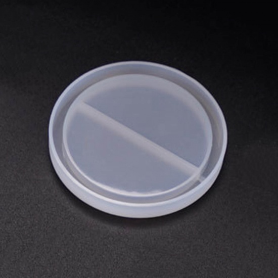 Picture of Silicone Resin Mold For Jewelry Making Pendant Ornaments Round White 6.8cm Dia., 1 Piece