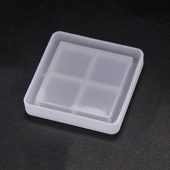 Picture of Silicone Resin Mold For Jewelry Making Pendant Ornaments Square White 5.2cm x 5.2cm, 1 Piece