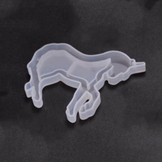 Picture of Silicone Resin Mold For Jewelry Making Pendant Ornaments Horse Animal White 8.5cm x 5.6cm, 1 Piece
