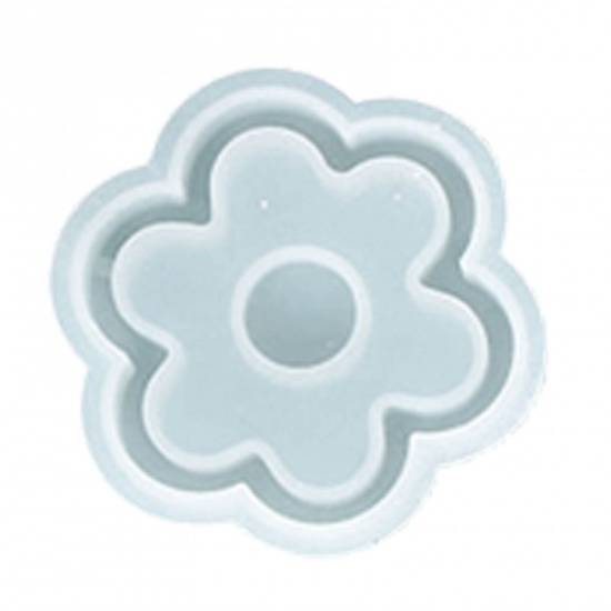 Picture of Silicone Resin Mold For Jewelry Making Decoration Flower White 7.5cm x 7.5cm, 1 Piece