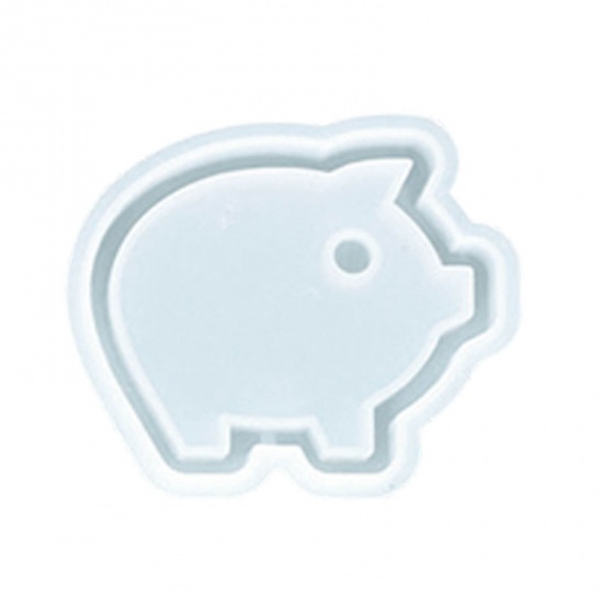 Picture of Silicone Resin Mold For Jewelry Making Decoration Pig Animal White 9cm x 7.5cm, 1 Piece