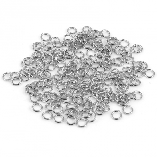 Picture of 0.6mm Sterling Silver Open Jump Rings Findings Circle Ring Silver Color 3.5mm Dia., 1 Gram (Approx 38 PCs)
