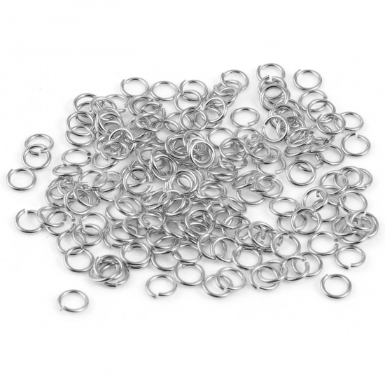 Picture of 0.6mm Sterling Silver Open Jump Rings Findings Circle Ring Silver Color 4mm Dia., 1 Gram (Approx 30 PCs)