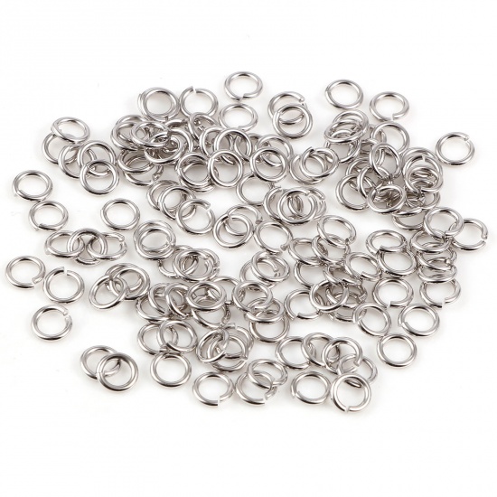 Picture of 0.7mm Sterling Silver Open Jump Rings Findings Circle Ring Silver Color 4mm Dia., 1 Gram (Approx 25 PCs)