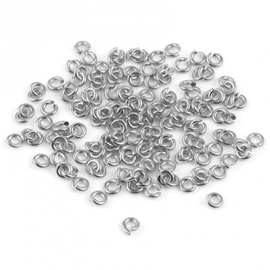 Picture of 0.8mm Sterling Silver Open Jump Rings Findings Circle Ring Silver Color 3mm Dia., 1 Gram (Approx 22 PCs)
