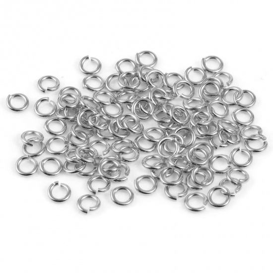 Picture of 0.8mm Sterling Silver Open Jump Rings Findings Circle Ring Silver Color 4mm Dia., 1 Gram (Approx 20 PCs)