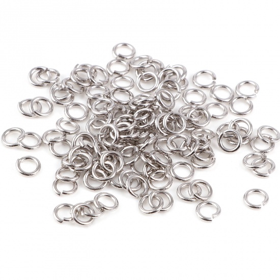 Picture of 0.8mm Sterling Silver Open Jump Rings Findings Circle Ring Silver Color 4.5mm Dia., 1 Gram (Approx 17 PCs)