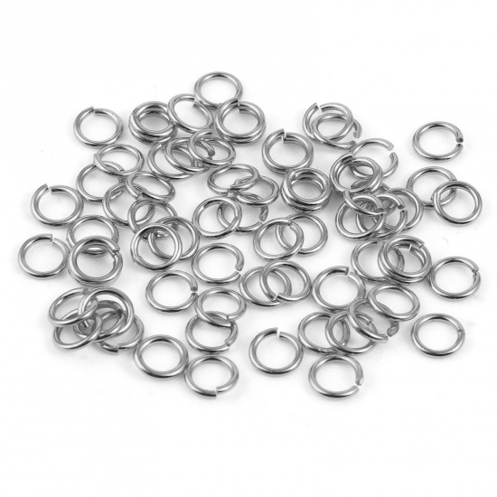 Picture of 0.8mm Sterling Silver Open Jump Rings Findings Circle Ring Silver Color 5mm Dia., 1 Gram (Approx 14 PCs)