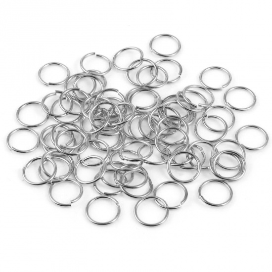 Picture of 0.8mm Sterling Silver Open Jump Rings Findings Circle Ring Silver Color 8mm Dia., 1 Gram (Approx 8 PCs)