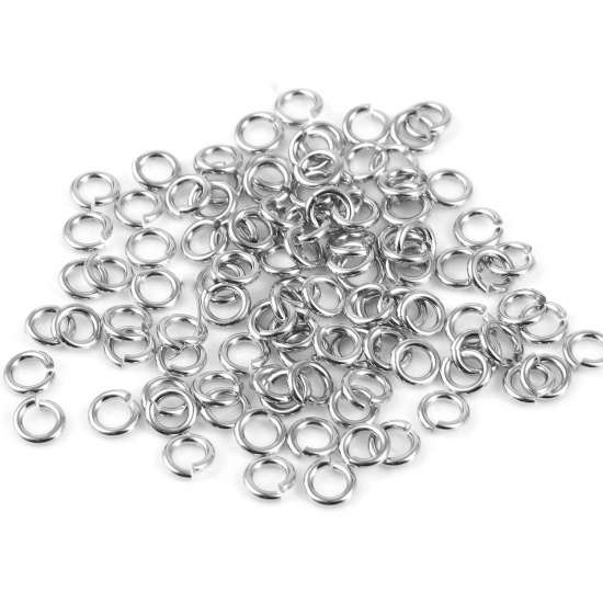 Picture of 0.9mm Sterling Silver Open Jump Rings Findings Circle Ring Silver Color 4.5mm Dia., 1 Gram (Approx 14 PCs)