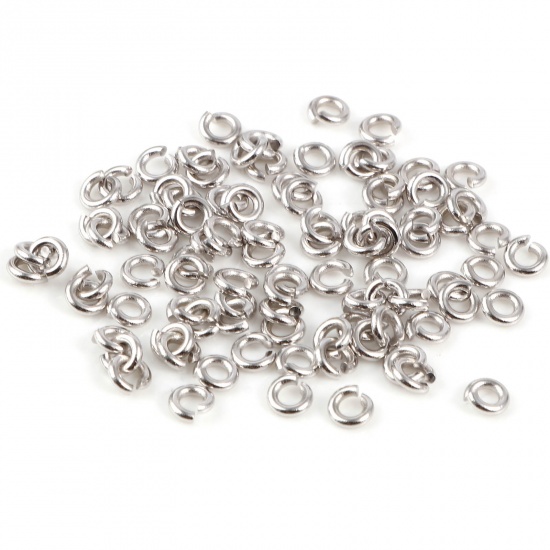 Picture of 1mm Sterling Silver Open Jump Rings Findings Circle Ring Silver Color 4mm Dia., 1 Gram (Approx 14 PCs)