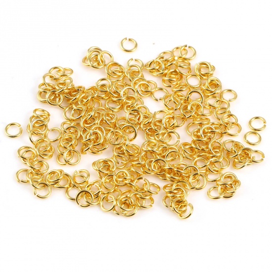 Picture of 0.5mm Sterling Silver Open Jump Rings Findings Circle Ring Gold Plated 3mm Dia., 1 Gram (Approx 60 PCs)