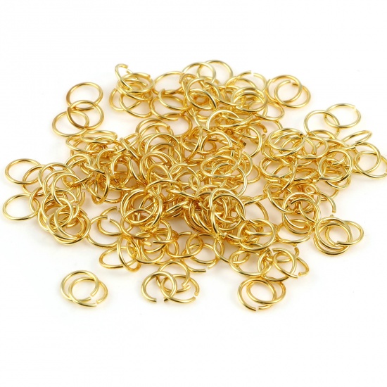 Picture of 0.5mm Sterling Silver Open Jump Rings Findings Circle Ring Gold Plated 4.5mm Dia., 1 Gram (Approx 40 PCs)