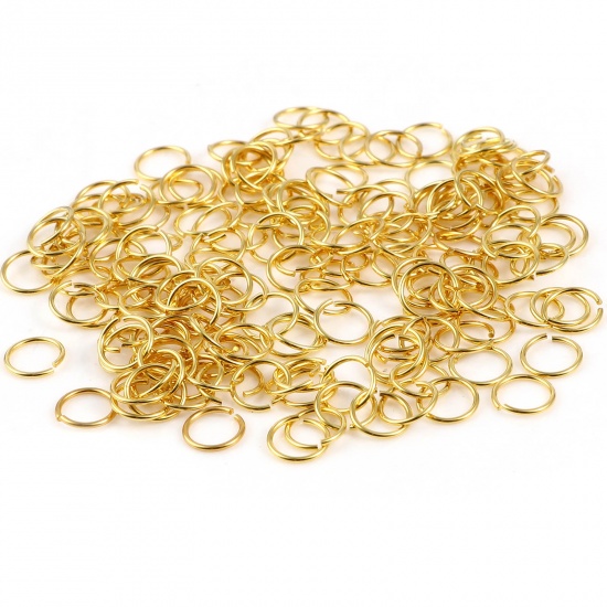 Picture of 0.5mm Sterling Silver Open Jump Rings Findings Circle Ring Gold Plated 5mm Dia., 1 Gram (Approx 32 PCs)