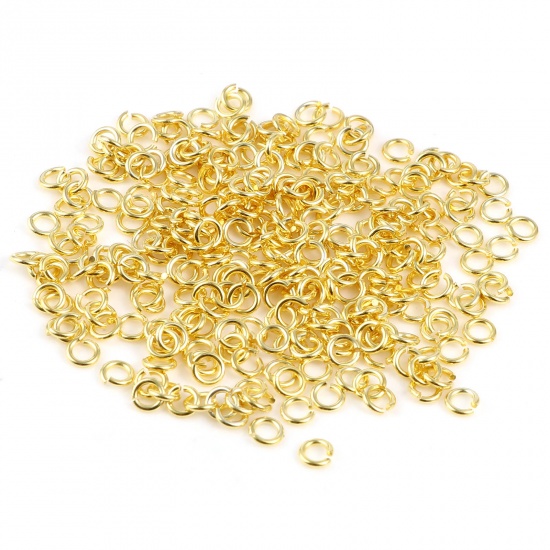 Picture of 0.6mm Sterling Silver Open Jump Rings Findings Circle Ring Gold Plated 3mm Dia., 1 Gram (Approx 50 PCs)