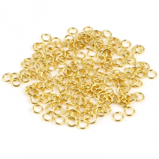 Picture of 0.6mm Sterling Silver Open Jump Rings Findings Circle Ring Gold Plated 3.5mm Dia., 1 Gram (Approx 38 PCs)