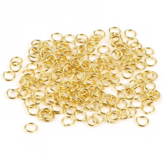 Picture of 0.6mm Sterling Silver Open Jump Rings Findings Circle Ring Gold Plated 4mm Dia., 1 Gram (Approx 30 PCs)