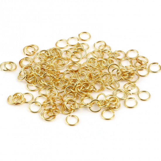Picture of 0.6mm Sterling Silver Open Jump Rings Findings Circle Ring Gold Plated 4.5mm Dia., 1 Gram (Approx 30 PCs)