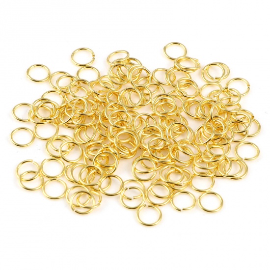 Picture of 0.6mm Sterling Silver Open Jump Rings Findings Circle Ring Gold Plated 5mm Dia., 1 Gram (Approx 28 PCs)
