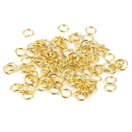 Picture of 0.8mm Sterling Silver Open Jump Rings Findings Circle Ring Gold Plated 5mm Dia., 1 Gram (Approx 14 PCs)