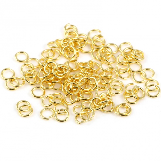 Picture of 0.8mm Sterling Silver Open Jump Rings Findings Circle Ring Gold Plated 5.5mm Dia., 1 Gram (Approx 15 PCs)