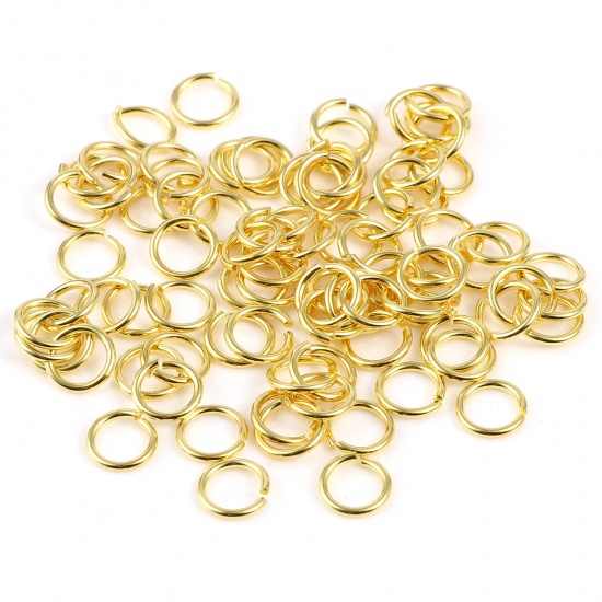 Picture of 0.8mm Sterling Silver Open Jump Rings Findings Circle Ring Gold Plated 6mm Dia., 1 Gram (Approx 11 PCs)