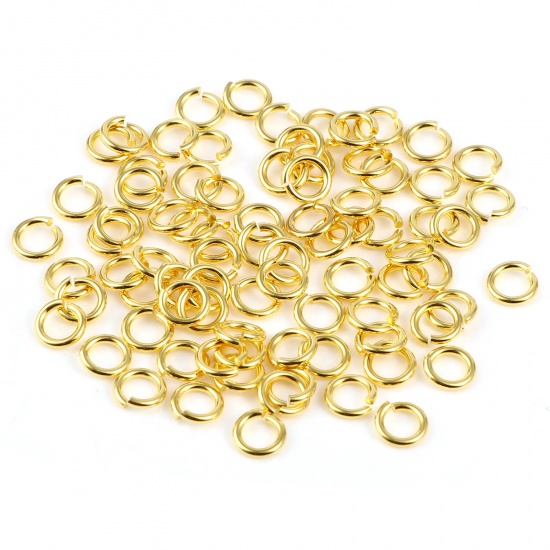 Picture of 0.9mm Sterling Silver Open Jump Rings Findings Circle Ring Gold Plated 5mm Dia., 1 Gram (Approx 13 PCs)