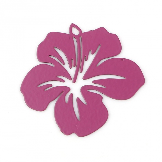 Image de Breloques Estampe en Filigrane en Cuivre Fleur Violet Laqué 21mm x 19mm, 20 Pcs