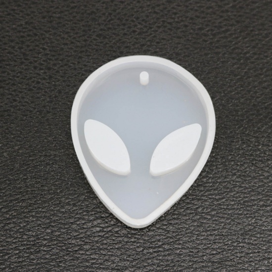 Picture of Silicone Resin Mold For Jewelry Making Pendant Alien White 5.6cm x 4.5cm, 1 Piece