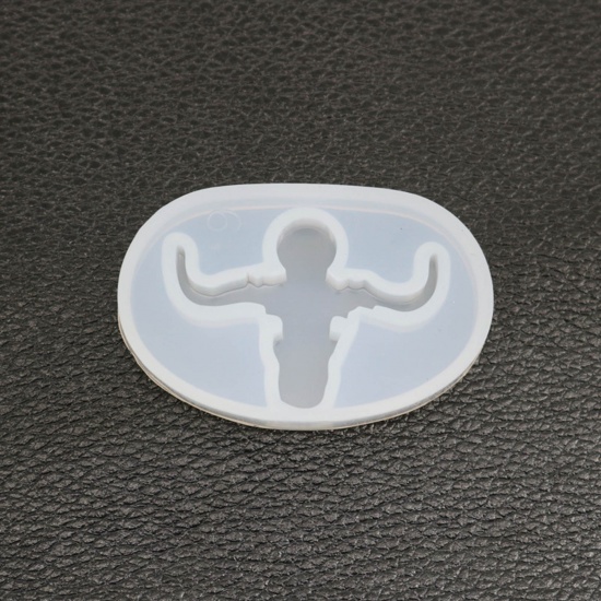 Picture of Silicone Resin Mold For Jewelry Making Pendant Oval Person White 5.6cm x 3.6cm, 1 Piece