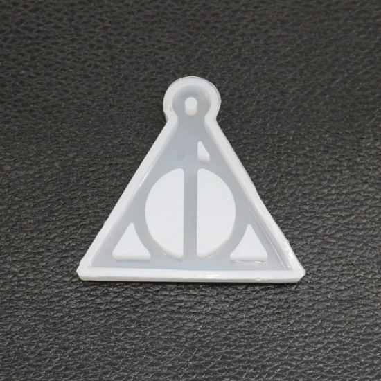Picture of Silicone Resin Mold For Jewelry Making Pendant Pyramid White 5.2cm x 4.8cm, 1 Piece