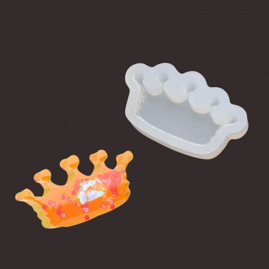 Picture of Silicone Resin Mold For Jewelry Making Pendant Crown White 3.2cm x 2cm, 1 Piece