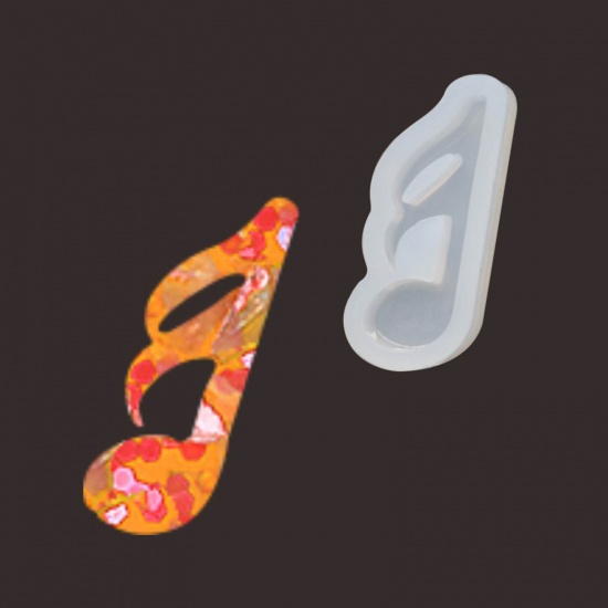 Picture of Silicone Resin Mold For Jewelry Making Pendant Musical Note White 3.5cm x 1.5cm, 1 Piece