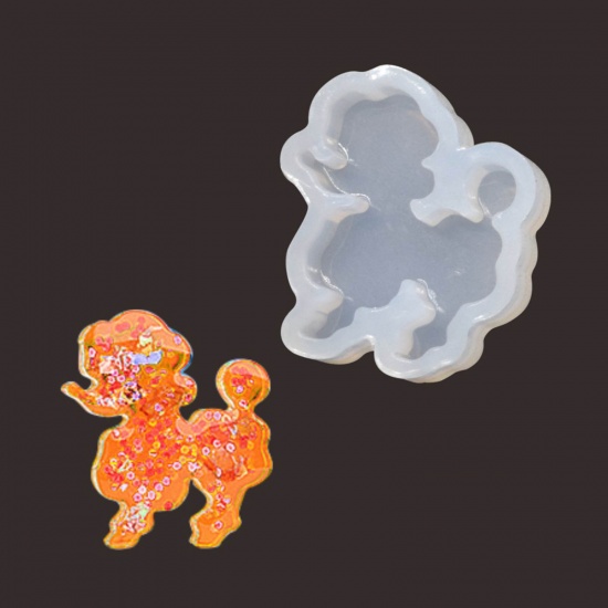 Picture of Silicone Resin Mold For Jewelry Making Pendant Dog Animal White 3.5cm x 2.8cm, 1 Piece
