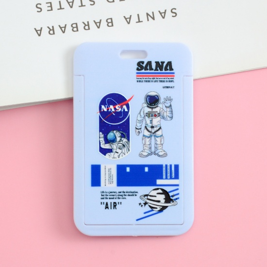 Picture of Blue - 1# Cute Cartoon Astronaut Printed Plastic ID Card Holders 11x7cm, 1 Piece
