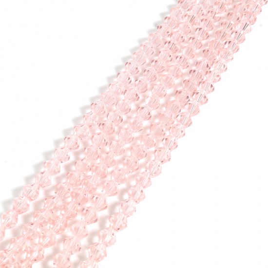 Immagine di Vetro Perline Esagono Rosa Sezione Circa 4mm x 4mm, Foro: Circa 1mm, lunghezza: 40cm - 39.5cm, 5 Fili (Circa 98 Pezzi/Treccia)