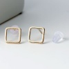 Picture of Ear Post Stud Earrings Square Hollow Matt Gold W/ Stoppers 7mm x7mm( 2/8" x 2/8"), Post/ Wire Size: (20 gauge), 1 Pair