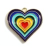 Picture of Zinc Based Alloy Valentine's Day Charms Heart Gold Plated Multicolor Enamel 29mm x 28mm, 5 PCs